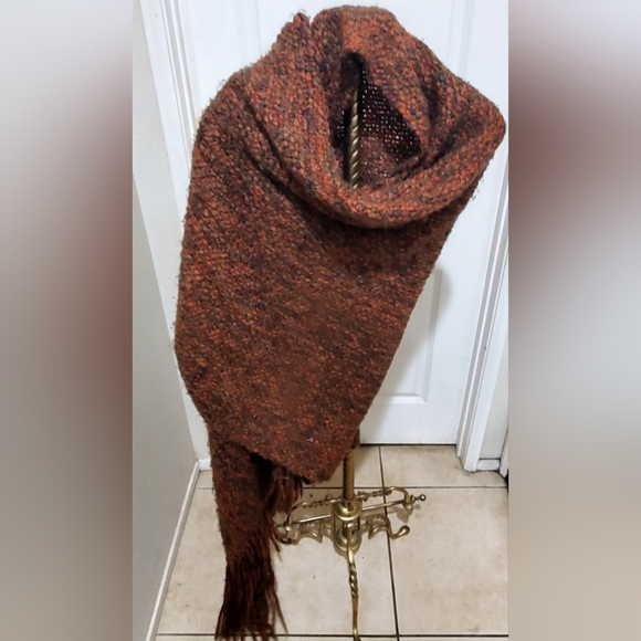 Kennebunk Weavers Multicolor Brown Fringe Shawl Throw 49"x 19.5" Made In USA - Picture 4 of 6